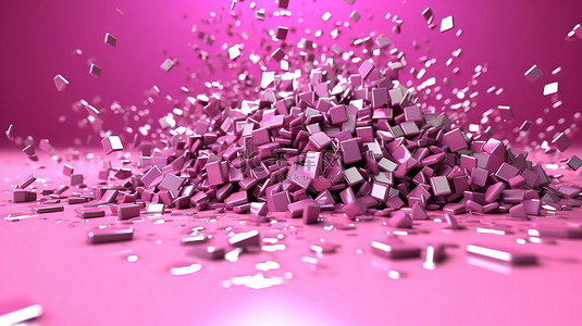 粉色磨砂质感背景图片_带有 3d 粒子的粉色简约工作室背景