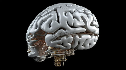 人工大脑 3d 渲染单独站在背景上