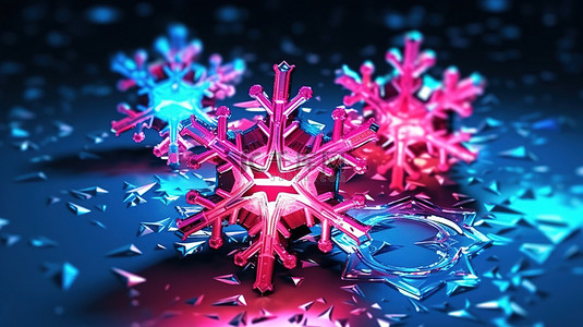 圣诞节和新年雪花的大胆而时尚的 3D 插图