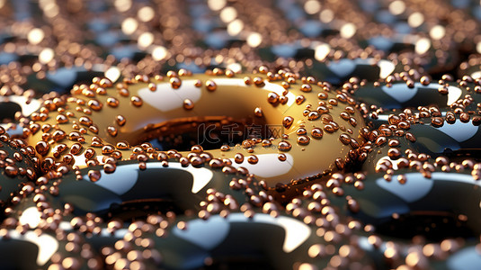 软膜天花图案背景图片_使用多种材料包括金属网和塑料对软焦甜甜圈进行真实感 3D 渲染