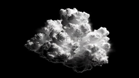 黑色背景，包含 3D 渲染的孤立云 alpha 通道