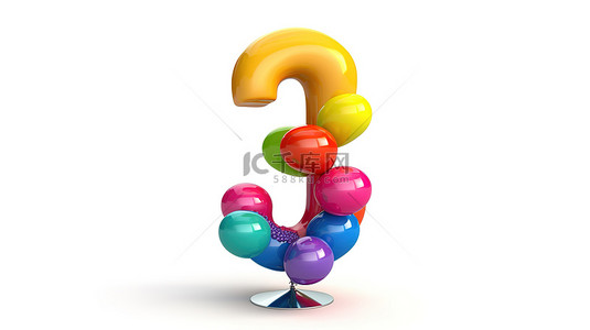 表格背景图片_带有数字的表格和白色背景中彩色彩虹气球的 3D 插图