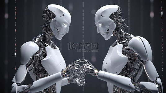 机器人辅助技术连接 3D 渲染结构展示先进的连接概念