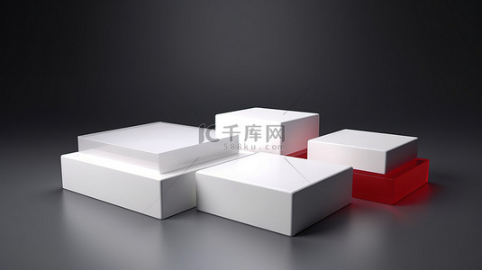 产品展示盒子背景图片_带有 3D 平台和 3D 渲染立方体的产品展示
