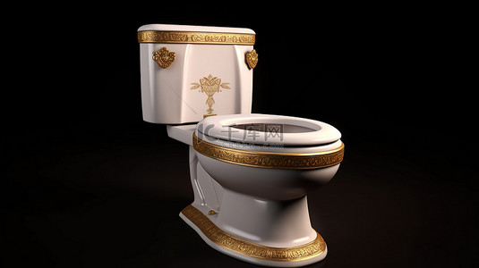 优雅的孤独 3D 插图隔离瓷厕所