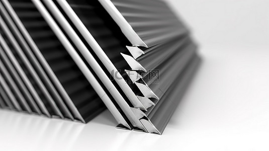 工程材料背景图片_白色背景角铁金属产品的 3d 插图