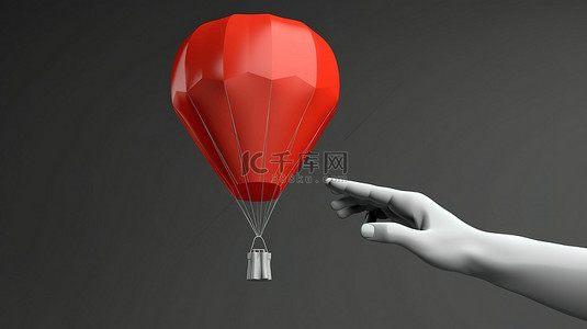 光降落伞背景图片_手形光标和降落伞的数字插图