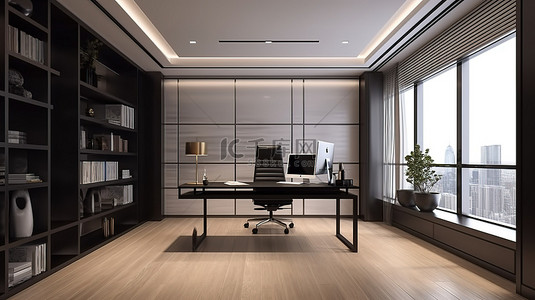 办公家居背景图片_以豪华 3D 呈现的现代办公空间
