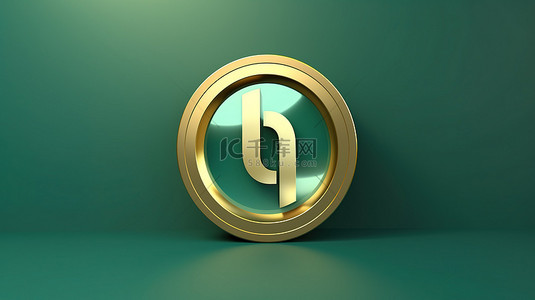 潮水绿色背景上的圆形信息图标福尔图纳黄金符号 3d 社交媒体徽标