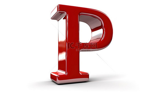 字符 p 单独站在白色背景上的 3d 插图