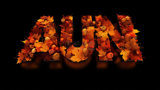 红叶背景图片_由叶子形成的 3d 秋季刻字