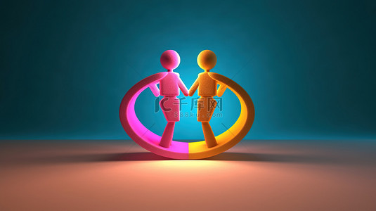 同性恋男子作为情侣持有性别符号的 3d 渲染