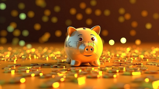 新年目标背景图片_3d 渲染的存钱罐说明新年储蓄目标