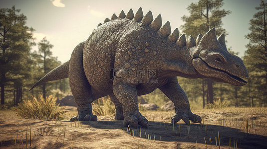 恐龙灭绝背景图片_已灭绝的史前恐龙的 3d 插图