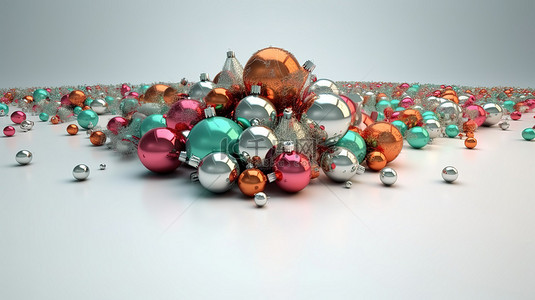 圣诞树雪花的背景图片_3d 渲染中的圣诞快乐装饰