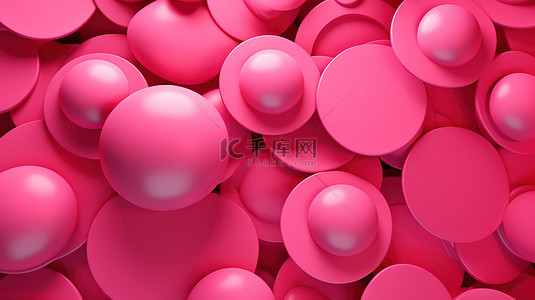 玫瑰色圆形图形簇近距离抽象图形 3D 渲染