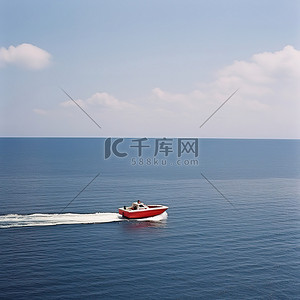休息区温馨提示背景图片_一艘红色的船在公海上