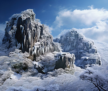 雪花落背景图片_风景中有积雪覆盖的岩石