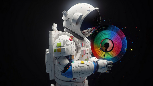 带有 3D 彩色目标和宇航员人物的飞镖靶