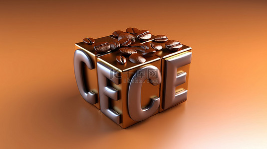 创意文字背景背景图片_3D 立方体用文字展示咖啡的概念