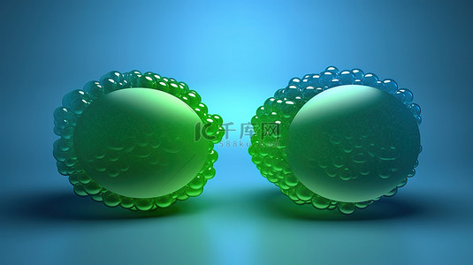 绿色和蓝色色调的 3D 渲染气泡聊天插图