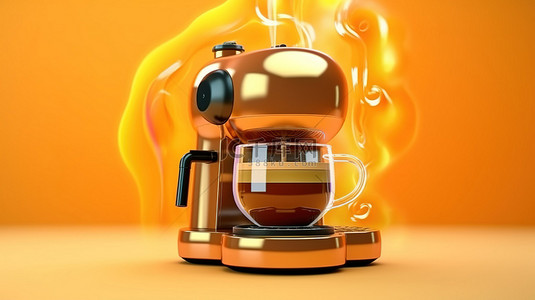 3d 渲染的带有悬浮液体的咖啡机
