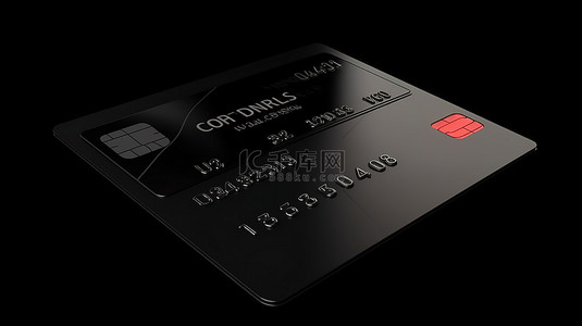 带有 3D 价格标签和刻字插图的隔离黑色信用卡