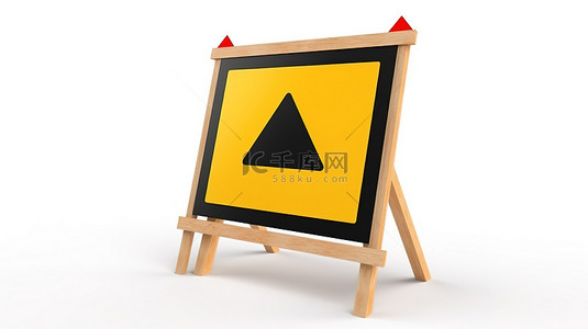 路牌路牌背景图片_3d 渲染中的白色隔离空白警告标志