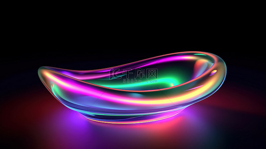 具有充满活力的 RGB 发光的圆形物体的 3D 渲染