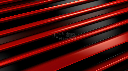 具有黑色和红色不同线条粗细的醒目的水平条纹背景的当代 3D 插图
