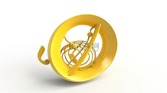 3D渲染和插图中的黄色音符图标是旋律艺术的完美设计元素
