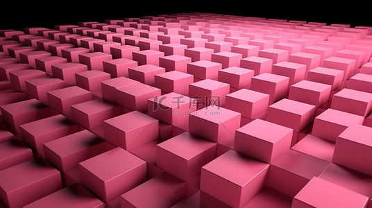 3d 中的粉红色方形行单色背景上的几何图案