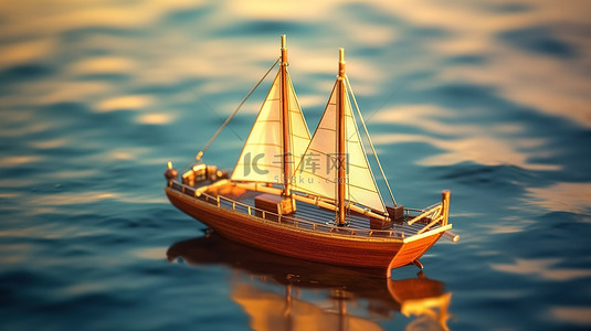 模型帆船的 3d 渲染