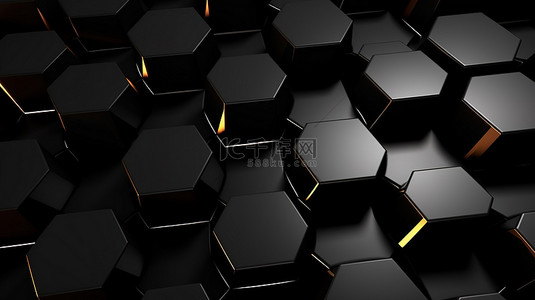 六角形背景背景图片_黑色六角形背景的 3d 呈现器