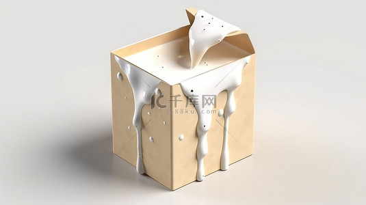 盒装牛奶背景图片_白色背景下纸板盒装牛奶的 3D 渲染