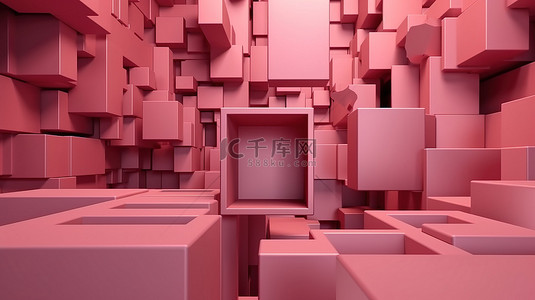 几何背景名片背景图片_名片和网站横幅背景粉红色几何形状在 3d 渲染透视