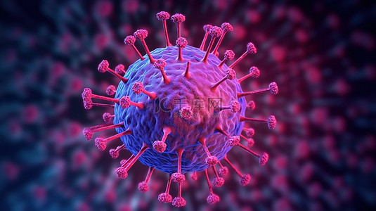 细胞病毒感染的深粉色和蓝色背景的 3D 渲染