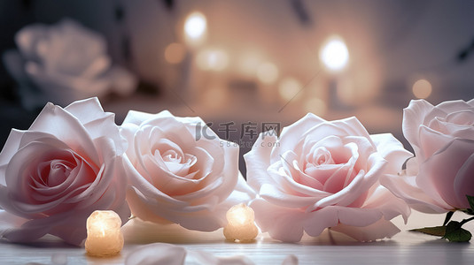 现代 3D 壁纸，采用光芒四射的玫瑰花，适合时尚家居装饰