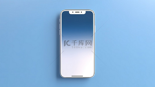 电子设备样机背景图片_带白屏的蓝色背景电话模板的 3D 渲染
