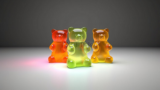 软糖小熊背景图片_用多彩多姿的果冻豆制成的水果软糖熊的 3D 渲染