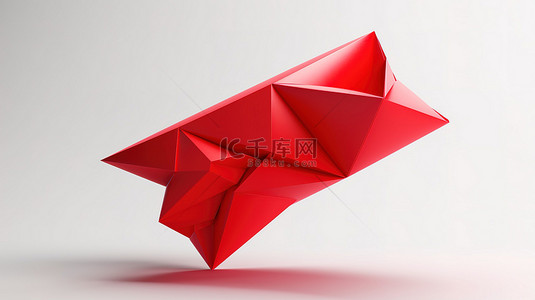 创意送背景图片_浮动红色邮件图标白色背景上最小且创意的 3D 渲染概念