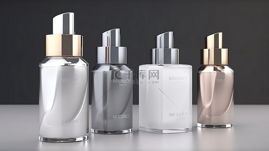 系列产品包装背景图片_3d 化妆品瓶系列的模型