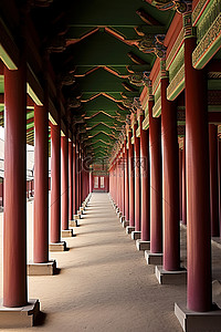 高柱子背景图片_有柱子的韩国走廊