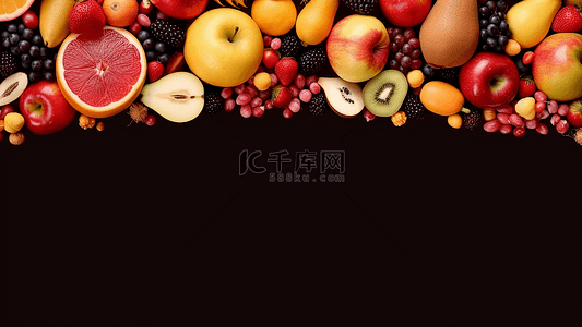 水果广告插画背景图片_水果深色背景
