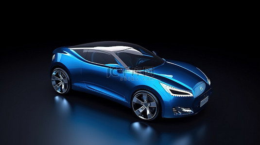 紧凑型蓝色跑车轿跑车的时尚 3D 渲染