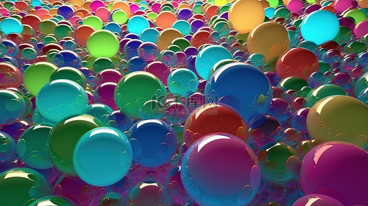 五颜六色的泡泡背景图片_充满活力的 3D 屏幕保护程序，具有各种五颜六色的大泡泡