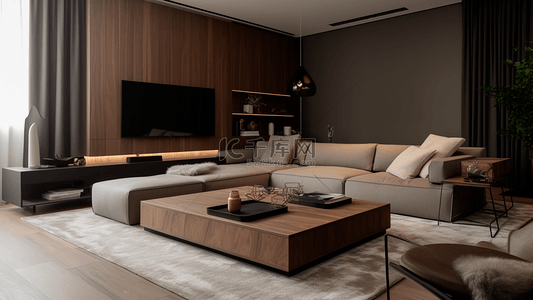 电视柜茶几沙发现代时尚简约客厅装修效果图