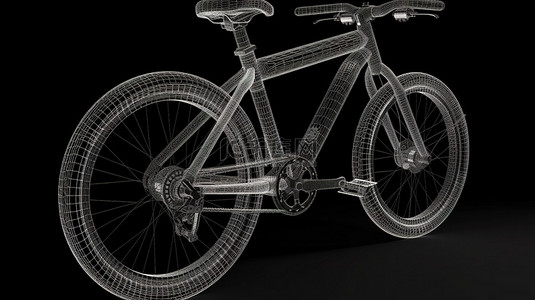 黑色自行车背景图片_3d 渲染中的黑色自行车装束