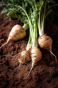 蔬菜土壤背景图片_两种根类蔬菜