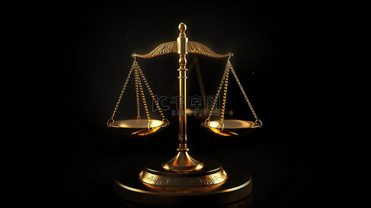 3d法官背景图片_正义的金色天平描绘正义成本的 3D 插图